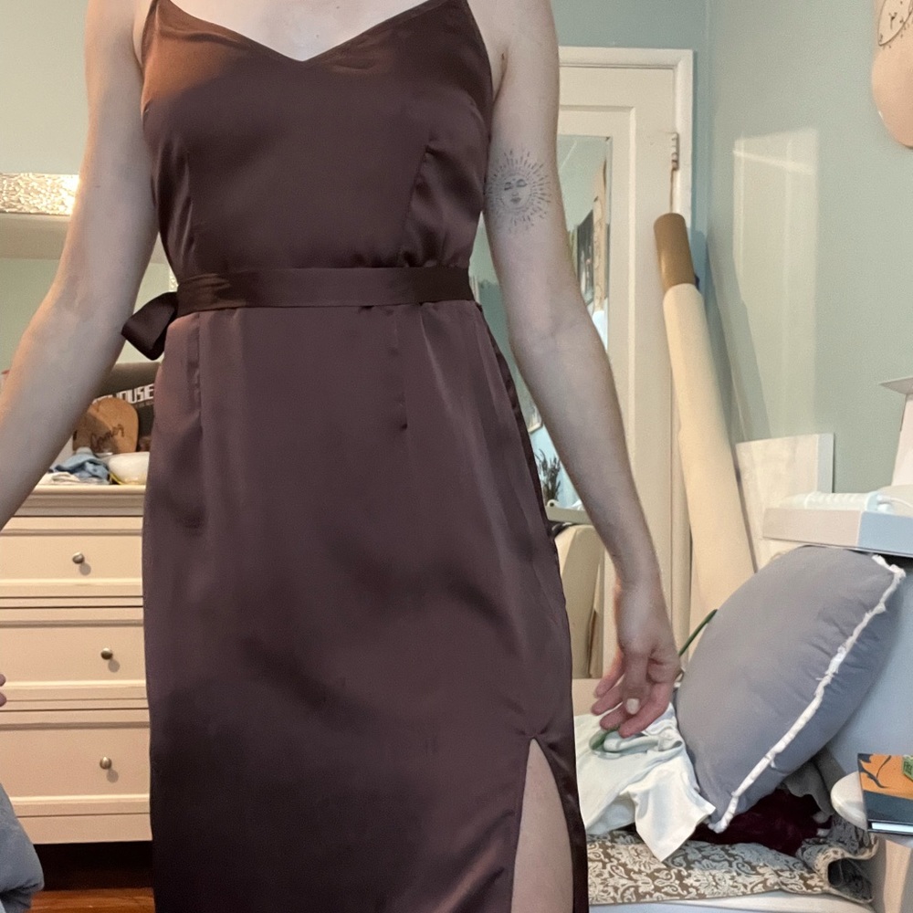 Abercrombie and Fitch Chocolate brown silk midi dress